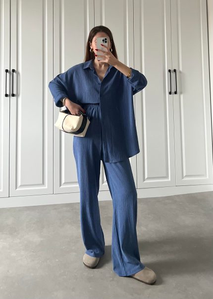 İndigo Krinkıl Basic Gömlek Takım