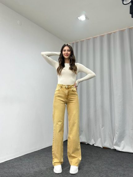 Malibu Tint Yıkama Hardal Jean