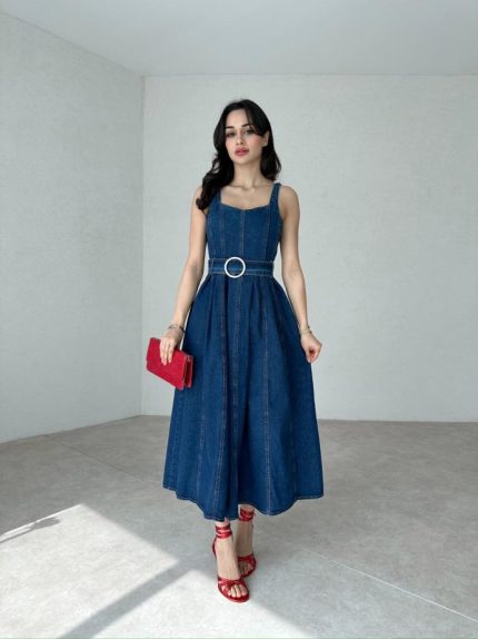 Halka Kemerli Midi DESPACİTO Elbise