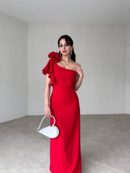 Kırmızı BELLOW Maxi Elbise