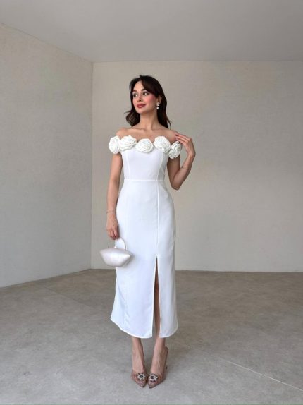 Beyaz Ziley Elbise