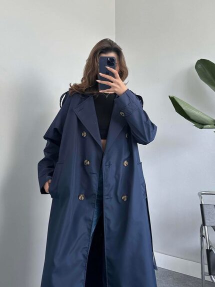 Tegan Lacivert Trençkot