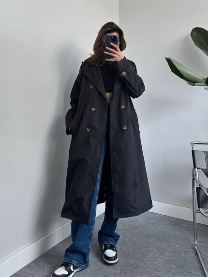 Tegan Siyah Trençkot
