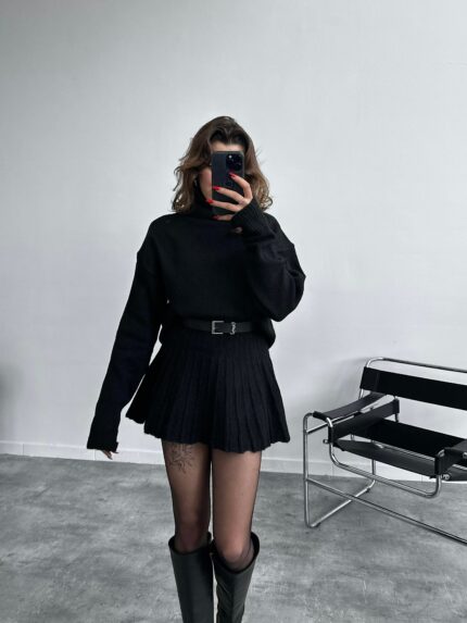 Playa Siyah Triko Etekli Takım