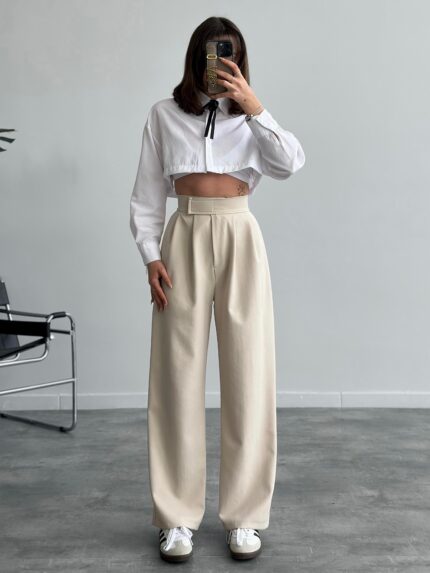 Redkit Cırt Kapamalı Bej Palazzo Pantolon
