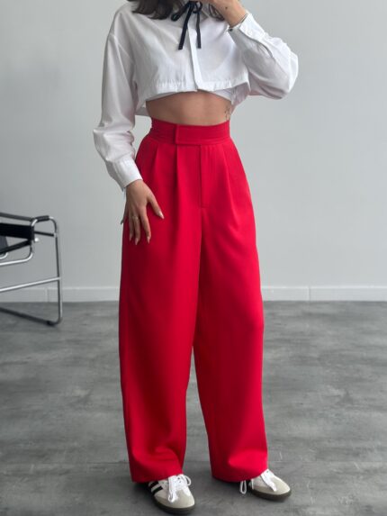 Redkit Cırt Kapamalı Kırmızı Palazzo Pantolon
