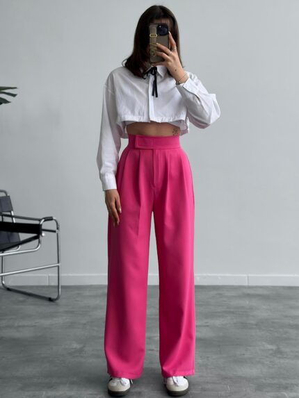 Redkit Cırt Kapamalı Pembe Palazzo Pantolon